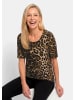 GOLDNER Kurzgröße:  Shirt mit elegantem Leo Print in braun / schwarz / gemustert