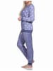 NORMANN langarm Schlafanzug Bündchen Coralfleece Tupfen - 76749 in blau