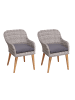 MCW 2x Poly-Rattan Gartenstuhl H65, Grau, Kissen dunkelgrau