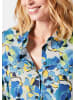 GOLDNER Kurzgröße:  Moderne Druckbluse in legerer Form in weiß / marine / gemustert