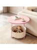 relaxdays Beistelltisch in Altrosa/ Cremeweiß - (H)50 x Ø 45 cm