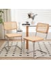 ABRIHOME Esszimmerstuhl in Khaki Rattan mit Chrombeinen 2er Set