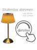 MARELIDA LED Tischlampe mit Schirm aufladbar dimmbar 3 Lichtfarben H: 30,5cm braun