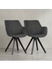 KADIMA DESIGN Esszimmerstuhl 2er Set mit Armlehnen mit schwarzen Beinen