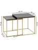 KADIMA DESIGN Couchtisch Set: 2 Tische, Gold-Look, Metallgestell, schwarze Glas/MDF-Platte in Gold