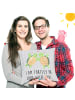 Mr. & Mrs. Panda Sitzkissen Schildkröten Paar mit Spruch in Grau Pastell