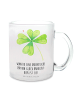 Mr. & Mrs. Panda Teetasse Blume Kleeblatt mit Spruch in Transparent