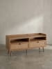 KADIMA DESIGN Lowboard 120x56x39 cm TV-Kommode mit Eiche-Dekor & Rattan, Design