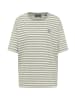 ELBSAND T-Shirt Kia in Pale Fern + Cloud White STRIPE