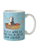 Mr. & Mrs. Panda Keramikbecher Pinguin Angelboot mit Spruch in Eisblau