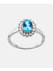 Diamant L'éternel Cluster-Ring aus 375 Weißgold mit Topas