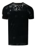 Rusty Neal V-Neck T-Shirt Verwaschen mit Seitlichem Logo Print in Schwarz