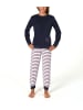 NORMANN Schlafanzug Frottee Pyjama Bündchen und Streifen - 82515 in navy
