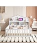 ABRIHOME Kinderbett mit Einlegeböden Stauraum Schutzgitter und Tür 140 x 200 Weiß