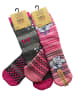 Yenita® Kinder Söckchen 2 Paar mit ABS-Sohle in Pink/Grau