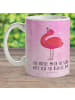 Mr. & Mrs. Panda Kunststoffbecher Flamingo Stolz mit Spruch in Aquarell Pink