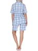NORMANN Langarm Jersey Pajama Shorty Karo Optik Übergröße in blau