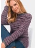 GOLDNER Kurzgröße:  Pullover Trageangenehmer Pullover, Strukturmix in schwarz / lila / stein / geringelt