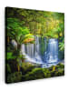MuchoWow Leinwand Bilder Dschungel Wasserfall