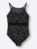 sheego Badeanzug in schwarz-weiß-bedruckt
