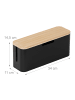 relaxdays Kabelbox in Natur/ Schwarz - (B)34 x (H)14,5 x (T)11 cm
