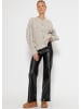 SASSYCLASSY High-Rise Flared Thermo Kunstleder Leggings mit breitem Bund in Schwarz