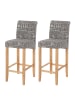 MCW 2er-Set Barhocker C33, Schriftzug, grau, helle Beine, Stoff/Textil
