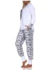 NORMANN Pyjama Schlafanzug Bündchen und Hose Animalprint - 84625 in weiß