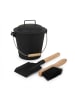 3-tlg. Ascheeimer Set in Schwarz - 4,5 Liter
