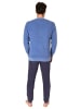 NORMANN langarm Frottee Pyjama Rundhalsschnitt & Bündchen - 82454 in blau