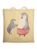 Mr. & Mrs. Panda Einkaufstasche Pinguin mit Kind ohne Spruch in Gelb Pastell