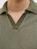 Jack & Jones Geripptes Kurzarm-Poloshirt mit Kragen Flachstrick in Grün