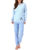 NORMANN Frottee Pyjama langarm Schlafanzug Bündchen und Pinguin - 49858 in hellblau