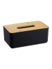 relaxdays Kosmetiktücher Box in Schwarz/ Natur - (B)23 x (H)10 x (T)13 cm