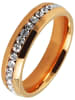 Adeliás Damen Ring aus Edelstahl mit Strass Steinchen in gold