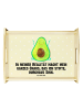 Mr. & Mrs. Panda Dekotablett Avocado Glücklich mit Spruch in Gelb Pastell