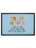 Mr. & Mrs. Panda Schmutzfangmatte Igel Familie mit Spruch in Blau Pastell