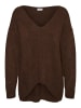 Noisy may Basic Strickpullover Stretch Langarm V-Neck Sweater NMSON in Braun