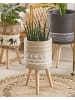 Beliani Outdoor Blumentopf MILINA in Beige/Weiß/Braun - (W) 30 x (H) 55 x (L) 30 cm