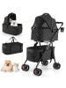 COSTWAY 3 in 1 Hundewagen klappbar in Schwarz