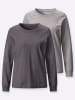 WITT WEIDEN Rundhals-Shirt in steingrau + anthrazit