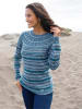 WITT WEIDEN Rundhals-Pullover in hellblau-aquapetrol-geringelt