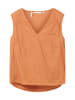 Tom Tailor Ärmellose Bluse V-Ausschnitt Top aus Leinen BLUSENTOP in Braun