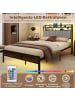 COSTWAY Bett mit LED Beleuchtung und Ladestation in Grau