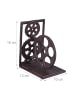 relaxdays 2 x Buchstütze "Filmrolle" in Braun - (B)13 x (H)16 x (T)10 cm
