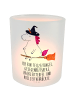 Mr. & Mrs. Panda Windlicht aus Glas Einhorn Hexe mit Spruch in Transparent