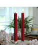 Adilina 2x LED Stabkerzen LINA Rustik-Optik Echtwachs H: 24cm in rot