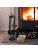 relaxdays 5-tlg. Kaminbesteck-Set in Schwarz