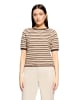 CARTOON Strickpullover mit Rundhalsausschnitt in Brown/Cream