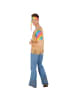 tectake Blumenkind/Friedensfreund, Gr. M, Cooles buntes Elastik-Jersey-T-Shirt